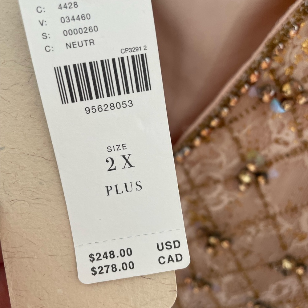 Anthropologie Gold-Beige Beaded V-Neck Midi Dress - Picture 4 of 12